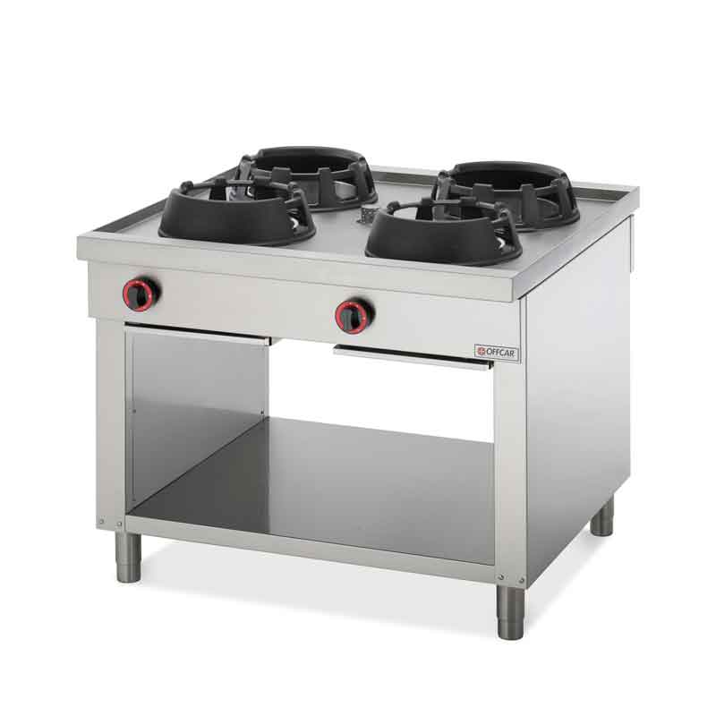 Cucina wok professionale bifronte con 4 fuochi