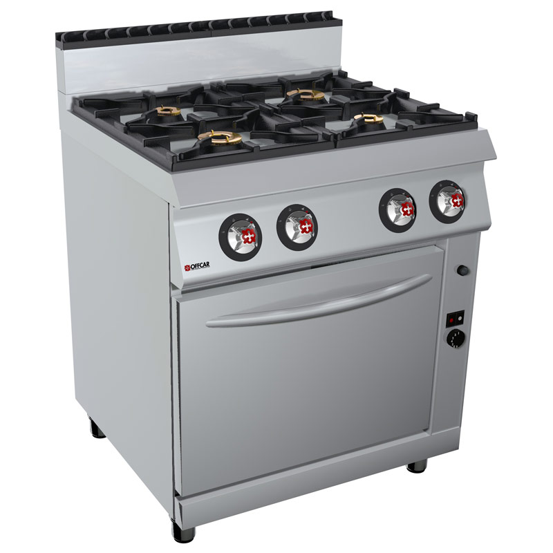 Cucina professionale gas 4 fuochi, forno gas GN2/1