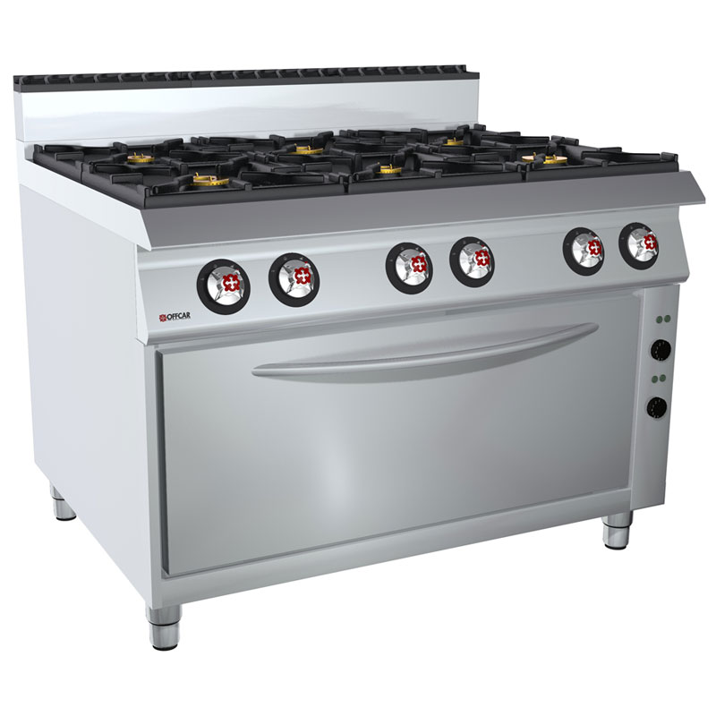 Cucina professionale gas 6 fuochi, forno gas GN3/1 stile 980